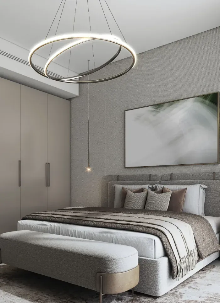 Interior render of a bedroom in The Woods at Sobha Sanctuary.