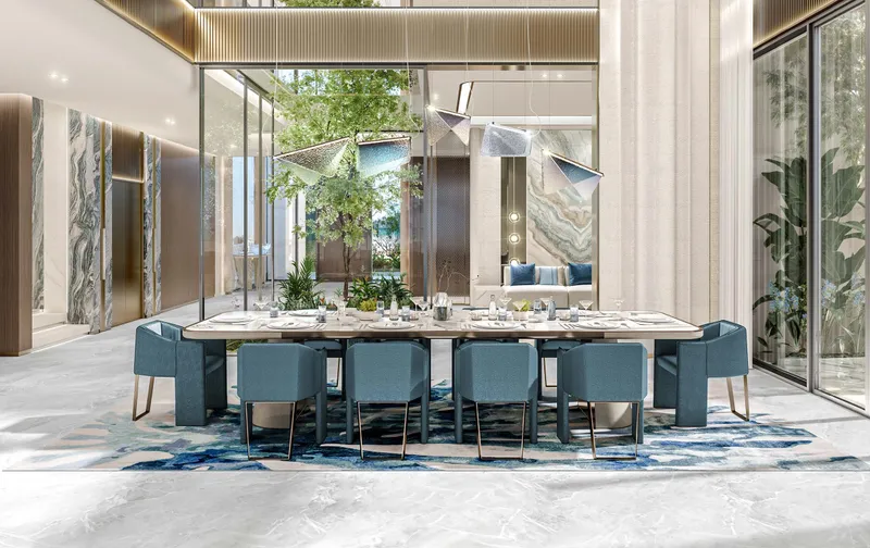 Grandeur Villa formal dining room at Al Thuraya Island