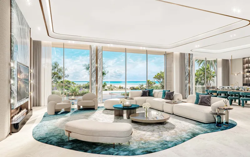 Grandeur Villa living room with sea views