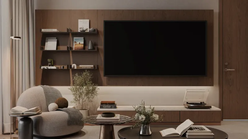 Furnished living room at The Archive by Imtiaz