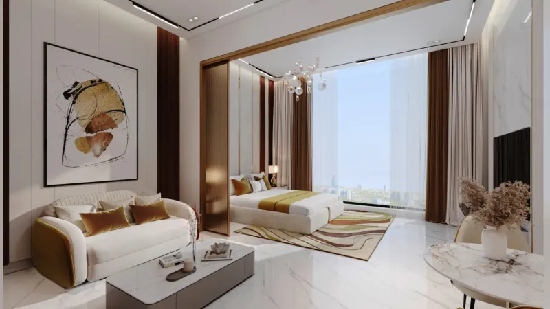 Aspirz convertible apartment living room by day