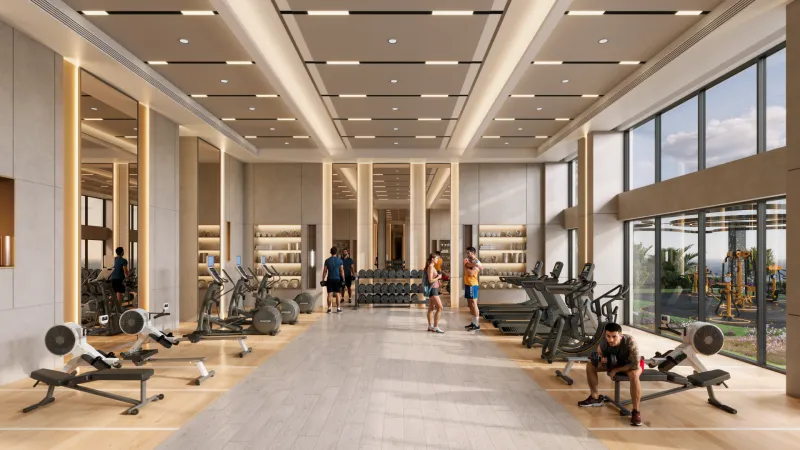 Aspirz indoor gym with weights and cardio equipment