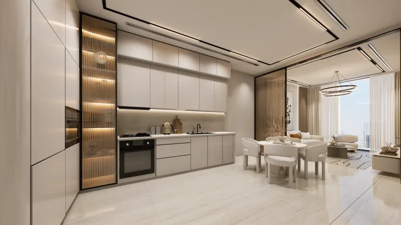 Aspirz apartment kitchen and dining area