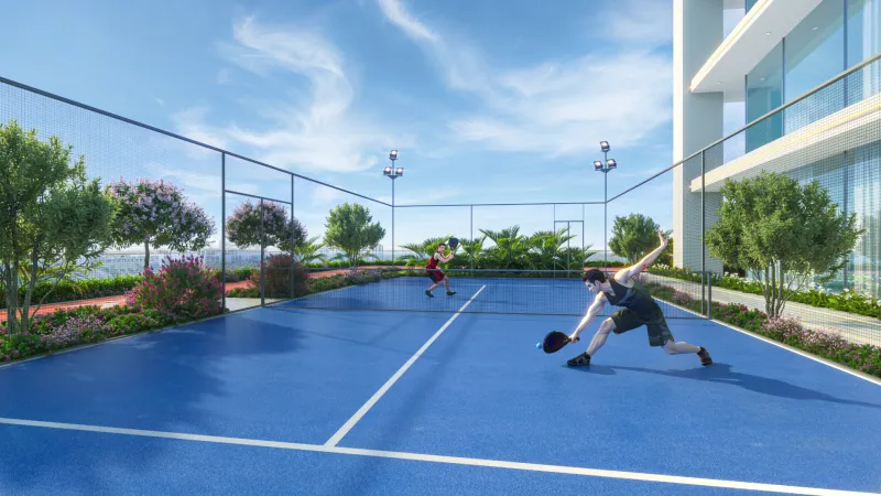 Aspirz padel tennis court on the amenity deck