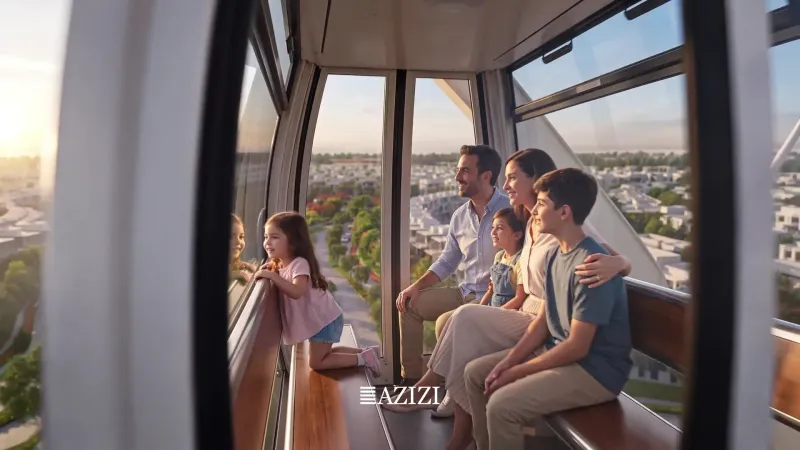 Observation wheel cabin looking out over the Azizi Florence master community