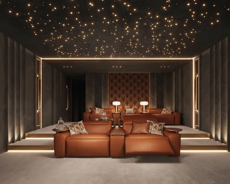Residents' cinema room with leather seating at Azizi Venice