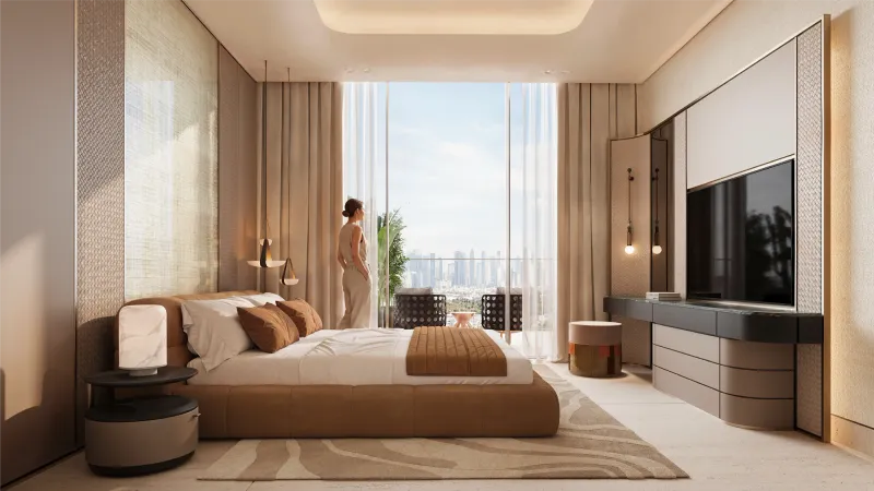 Bedroom interior at Binghatti Spectre, Al Jaddaf