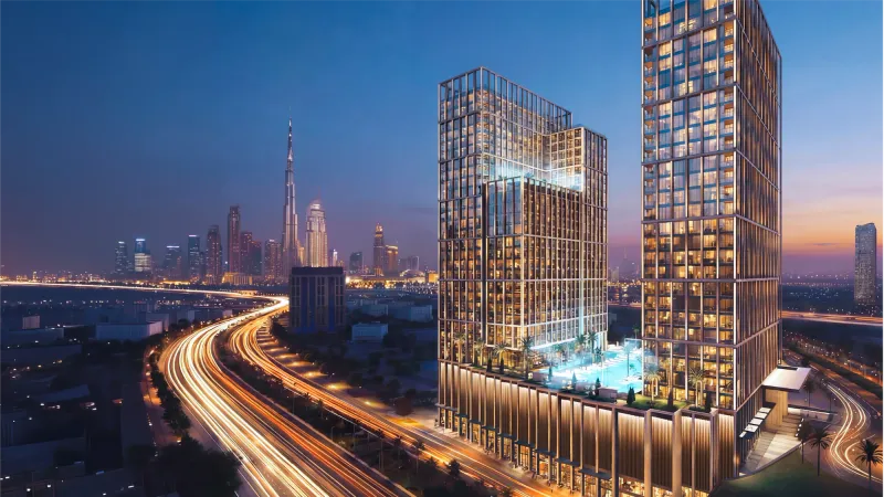Binghatti Spectre at street level, Al Jaddaf