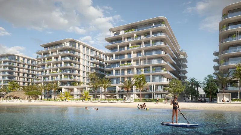 Blue Beach Residence buildings on the beach at Ajmal Makan City