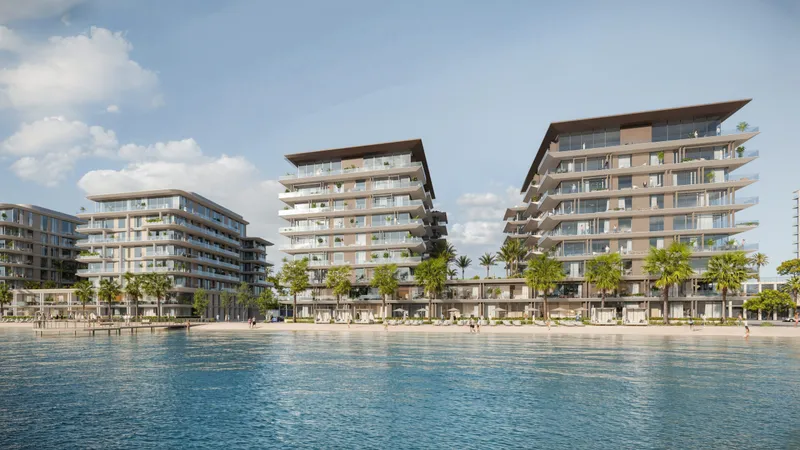 Blue Beach Residence waterfront buildings seen from the water