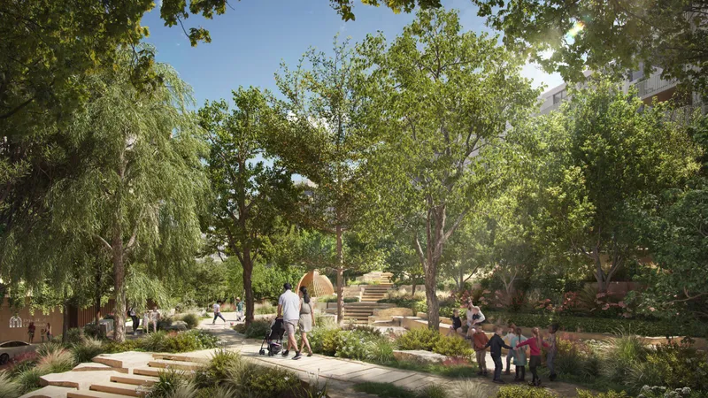 Landscaped walkway and terraced garden at Cilia, Ghaf Woods