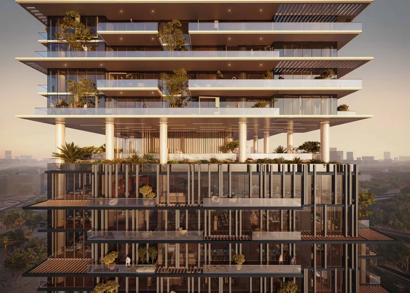 Stepped terraces on the upper floors of Cove Boulevard