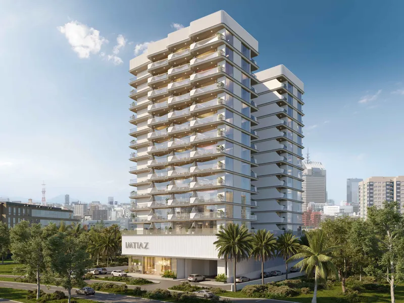 Cove Edition 2 by Imtiaz building and street entrance in Dubailand Residence Complex