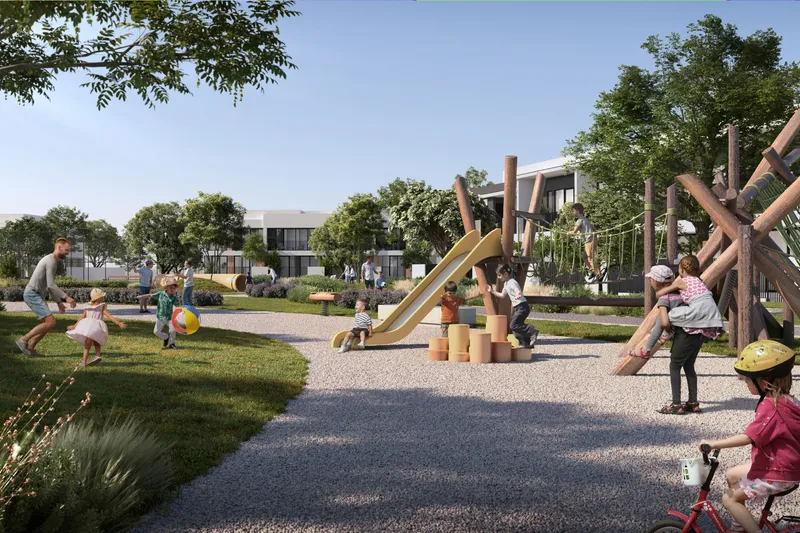 Children's play area in the green spaces at Equiterra, Grand Polo Club & Resort