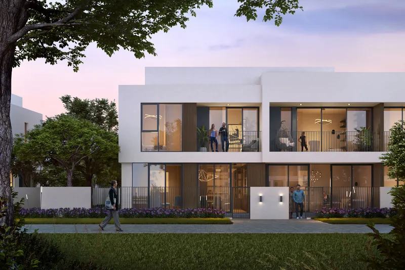 Equiterra townhouses by Emaar seen from the garden side, Grand Polo Club & Resort, Dubai