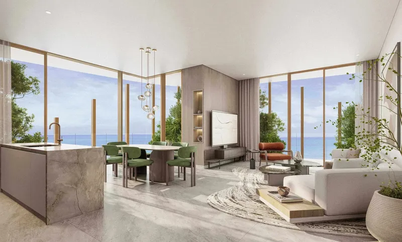 Kitchen and dining area with sea views at Kanyon by BEYOND