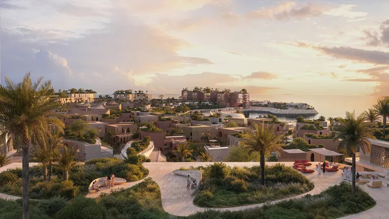 Landscaped low-rise homes and walkways at Mira Coral Bay