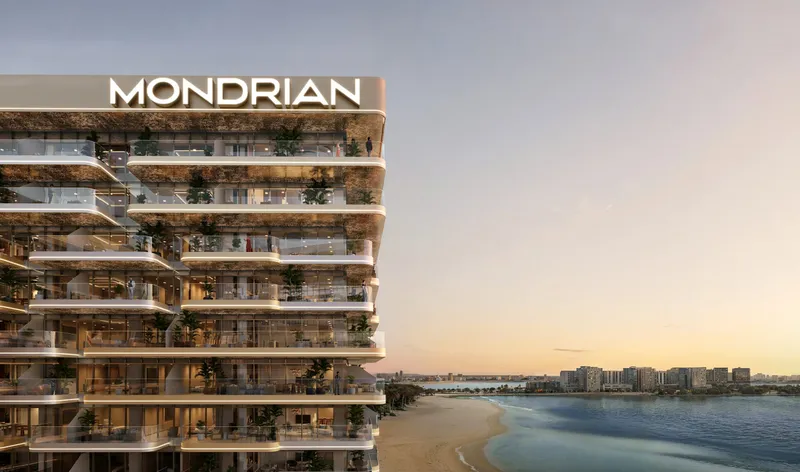 The Mondrian Al Marjan Island Beach Residences building on the beachfront, Ras Al Khaimah