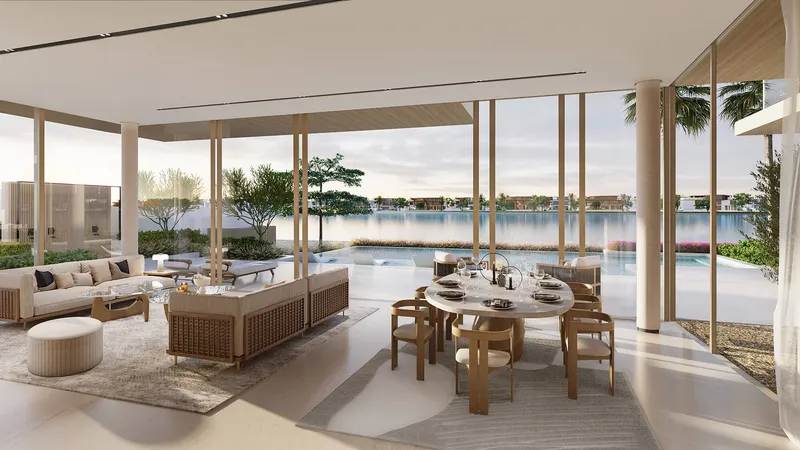 Redwood villa living and dining interior, second angle