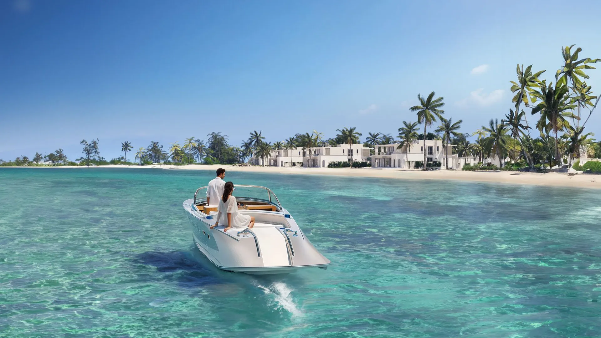 Boat approach to Ramhan Island by Eagle Hills