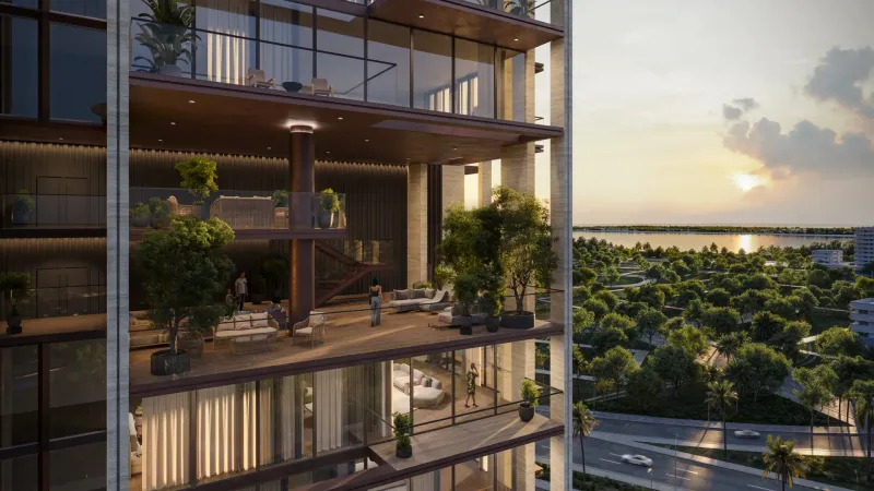 Terraces at Sea Cliff by Imtiaz overlooking the water at sunset