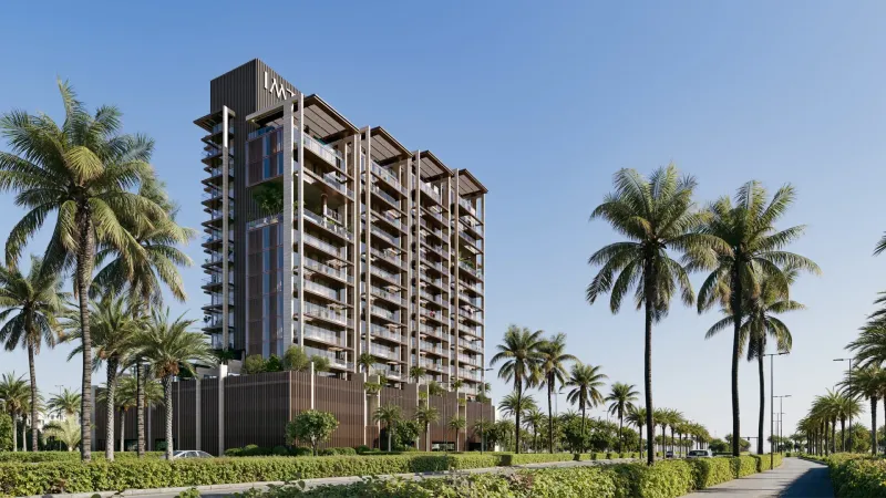 Sea Cliff by Imtiaz tower among palm trees on Dubai Islands