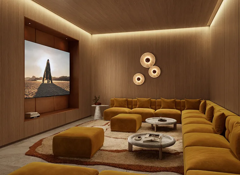 Private cinema room inside a Solaya penthouse, one of the facilities included in each penthouse