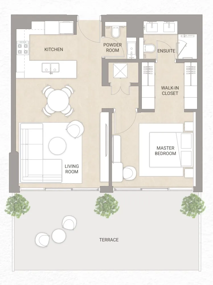 SOMA Residences 1 bedroom Layout floor plan, 1,068 sq ft