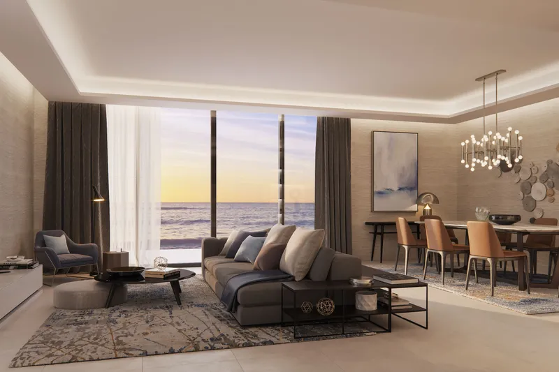Sun Island villa living room with sea view