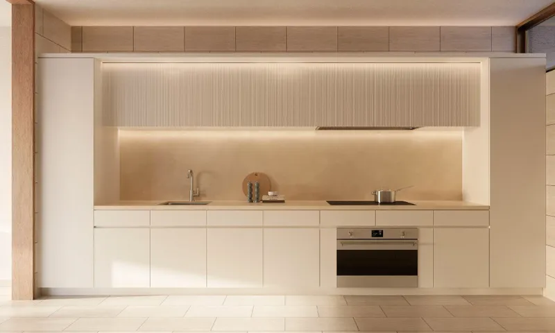 Kitchen render in a Sunrise Valley home, Nad Al Sheba