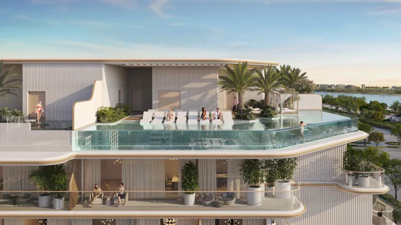 Glass-bottom rooftop sky pool at Sunset Bay Grand by Imtiaz, Dubai Islands