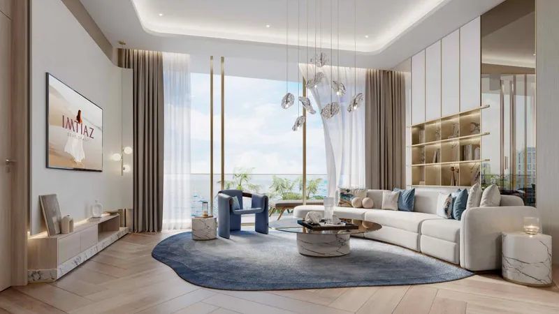 Furnished living room with sea view at Sunset Bay Grand by Imtiaz