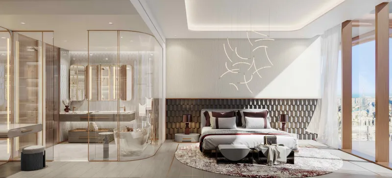 Bedroom suite with glass partition at The Symphony