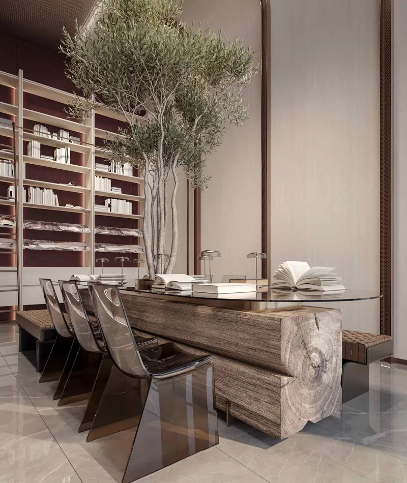 Residential library at The Symphony
