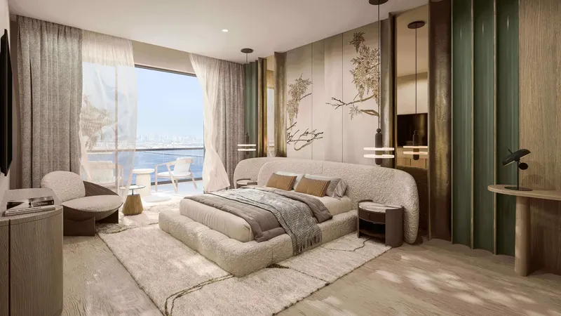 Bedroom with balcony and sea view at Talea by BEYOND