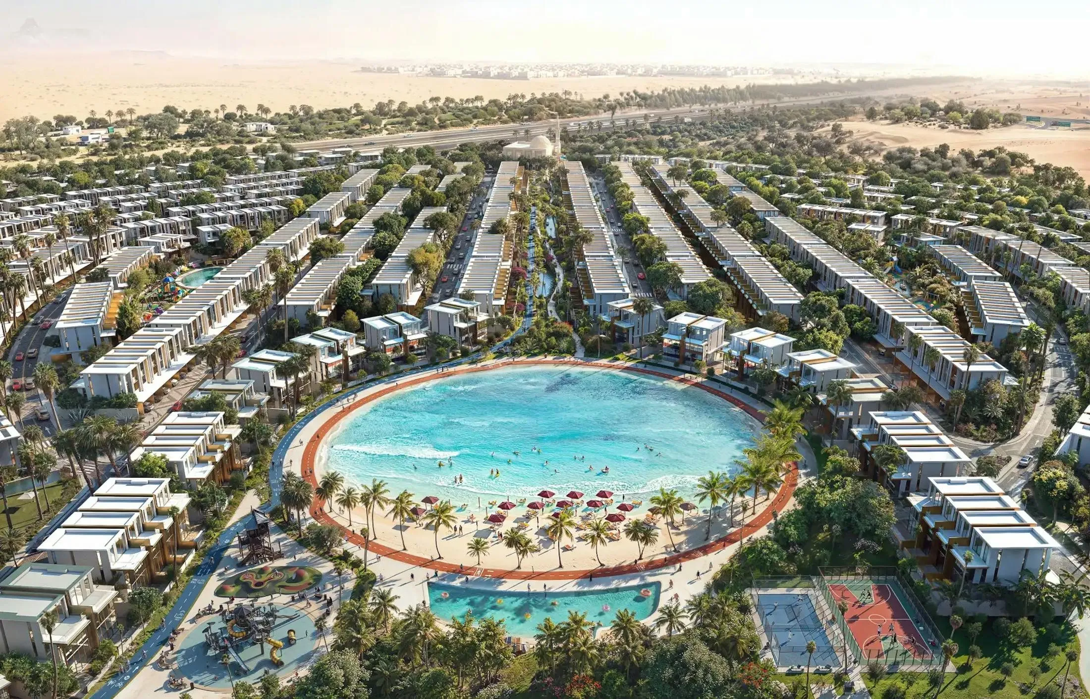 Tilal Binghatti masterplan aerial view in Al Rowaiyah First, Dubai