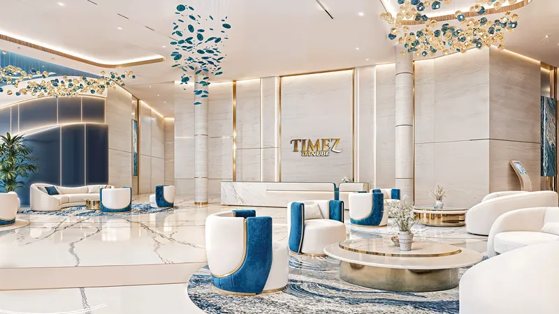 Marble and gold lobby at Timez by Danube