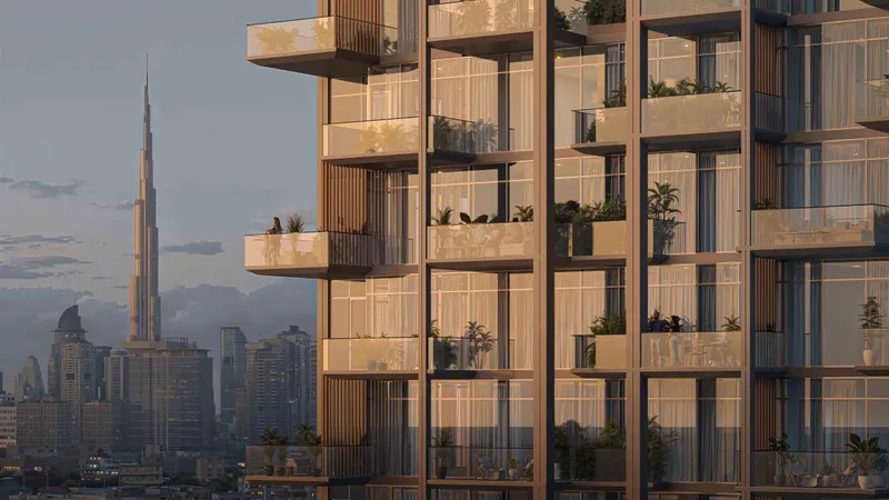 Wynwood Horizon by Imtiaz balconies with the Burj Khalifa beyond