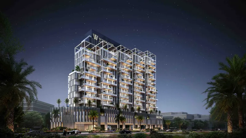 Wynwood by Imtiaz tower facade at night