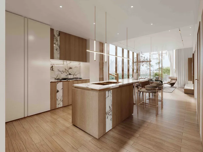 Furnished kitchen and dining area at Wynwood by Imtiaz