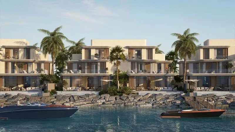 Row of three-storey waterfront villas at Anantara Residences Mina, Ras Al Khaimah