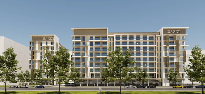 Render of the street elevation of Azizi Beach Oasis II