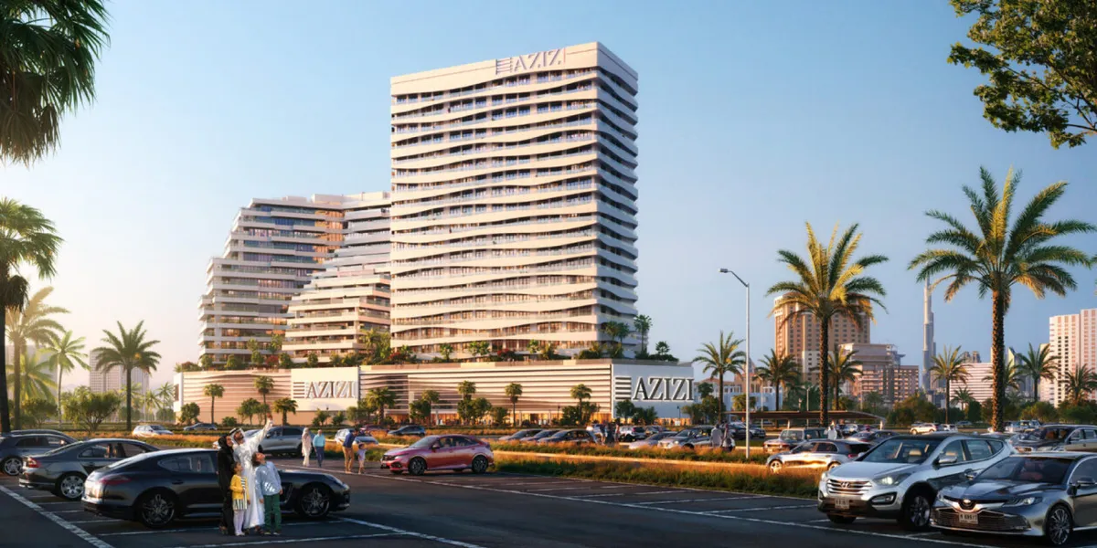 Render of the Creek Views III apartment building in Dubai Healthcare City seen from the street