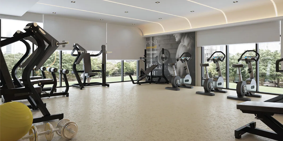Render of the gym at Azizi Jewel