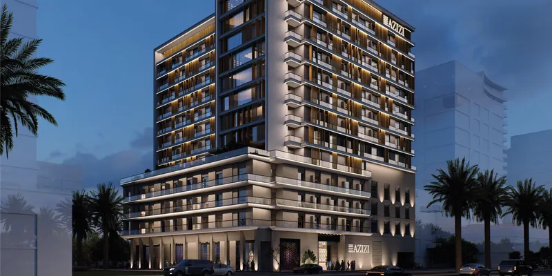 Render of Azizi Lina lit at night