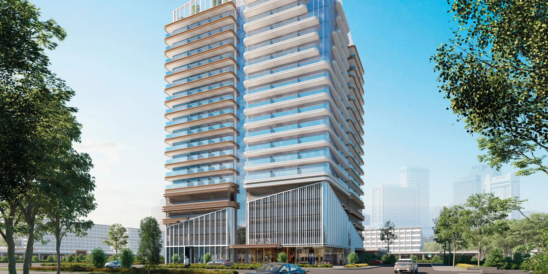 Render of the Azizi Ruby apartment tower in Jumeirah Village Circle