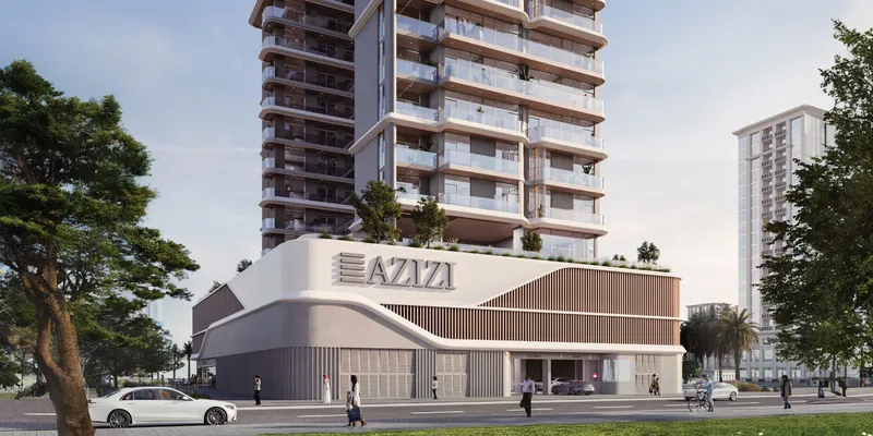 Render of the podium and lower floors of Azizi Sikander seen across the road