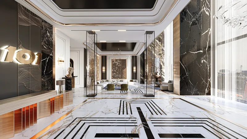 Marble lobby at Bayz 101 by Danube