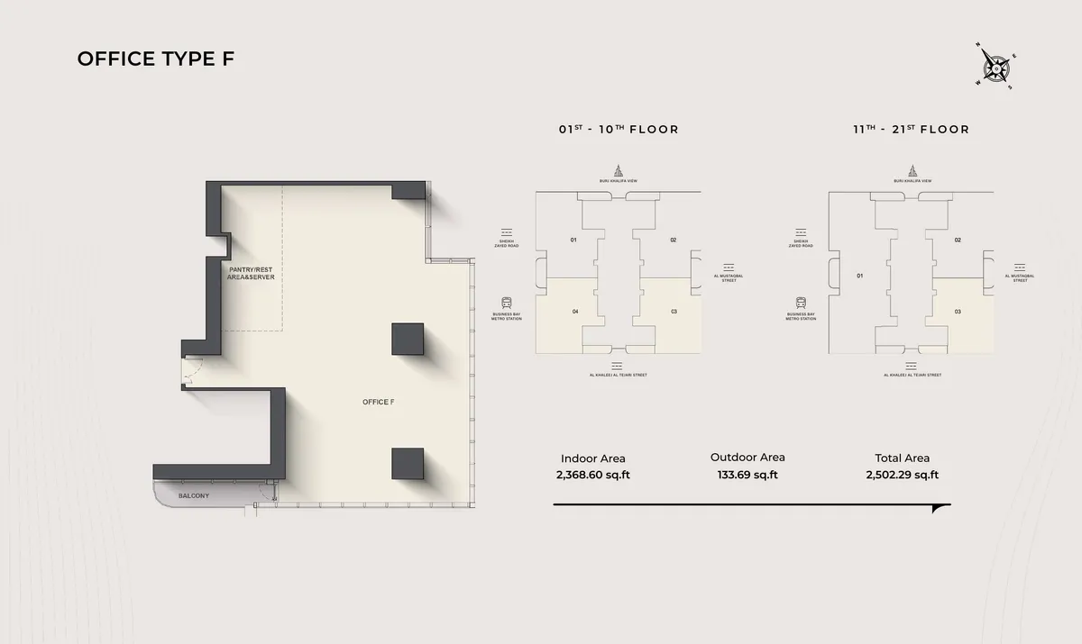 Berkeley Tower by Ellington Office Office Type F floor plan, 2,502 sq ft