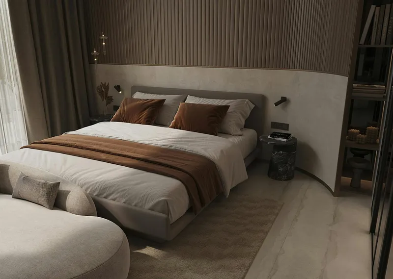 Render of a bedroom in a Binghatti Elite apartment
